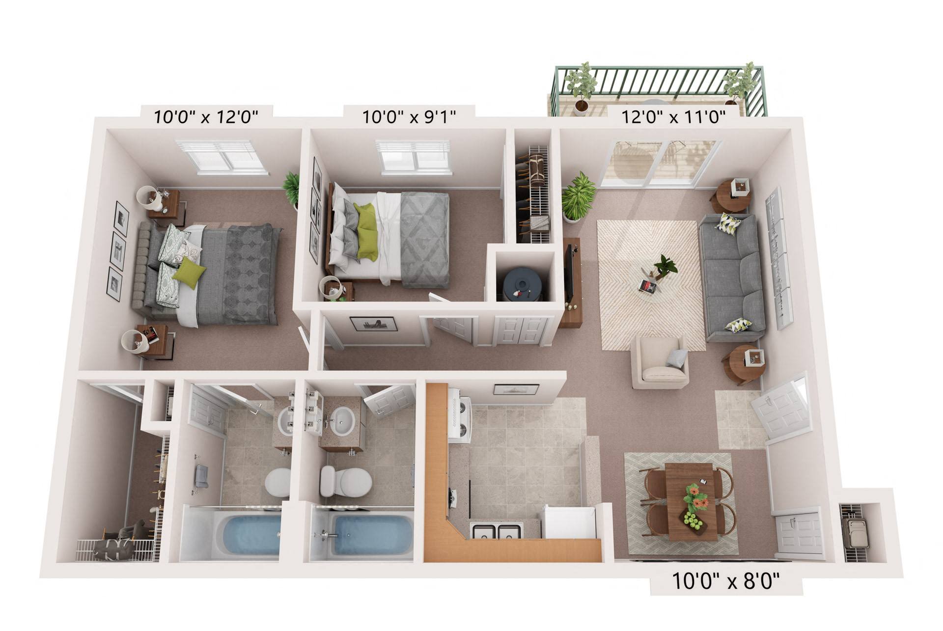 2 Bed 2 Bath (2.20 A) floor plan